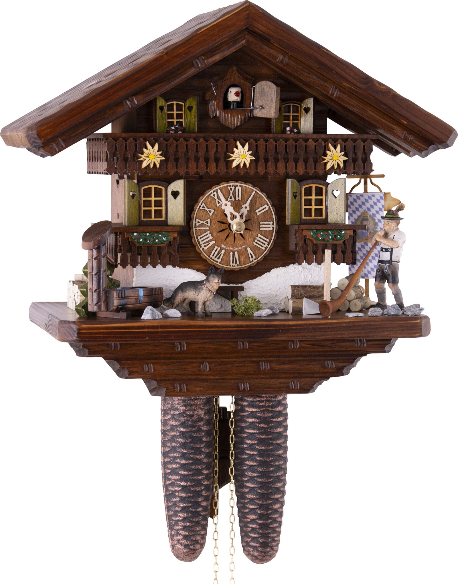 Cuckoo Clock 8-day-movement Chalet-Style 29cm by Hekas