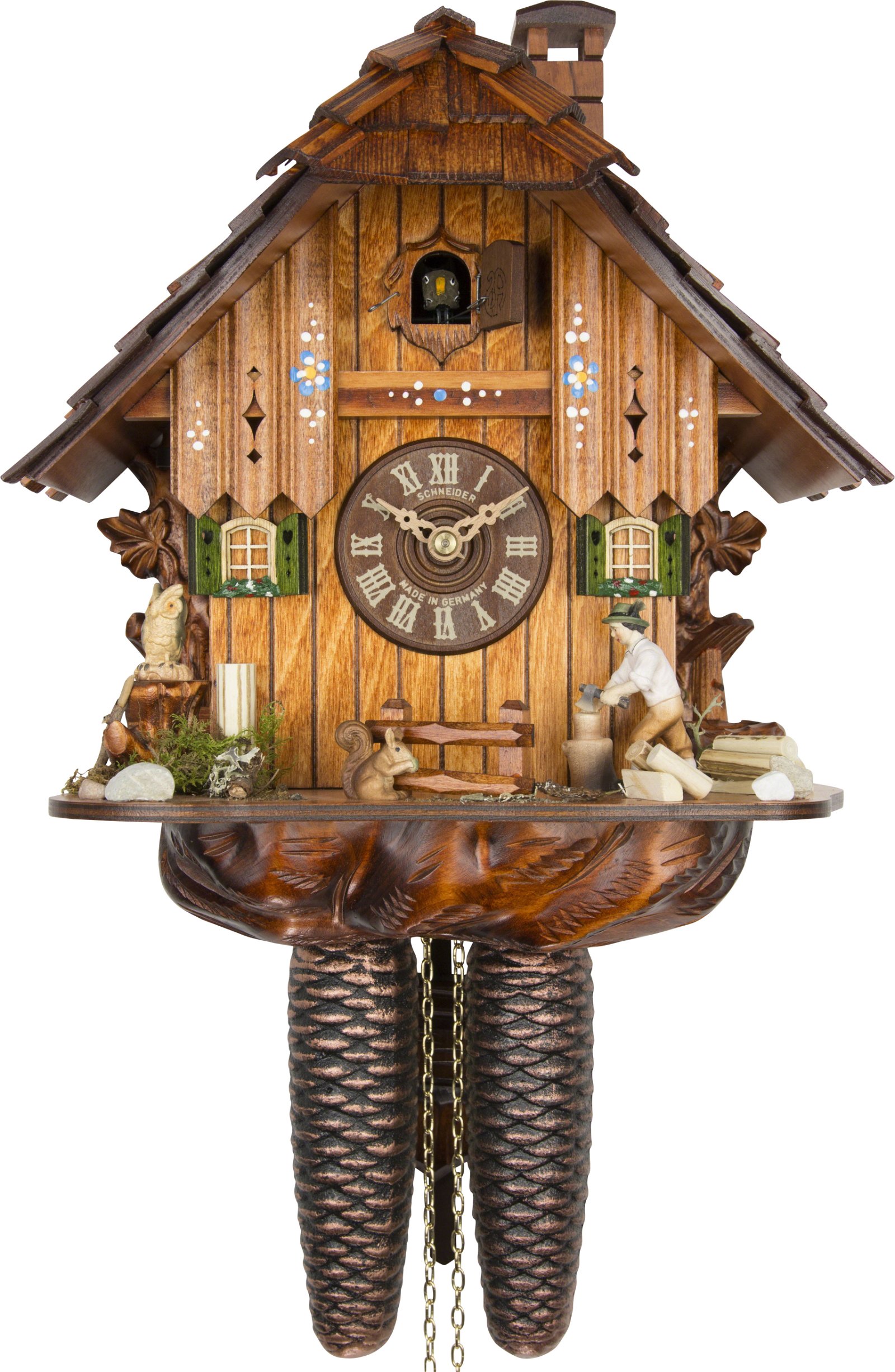 Cuckoo Clock 8-day-movement Chalet-Style 30cm by Anton Schneider