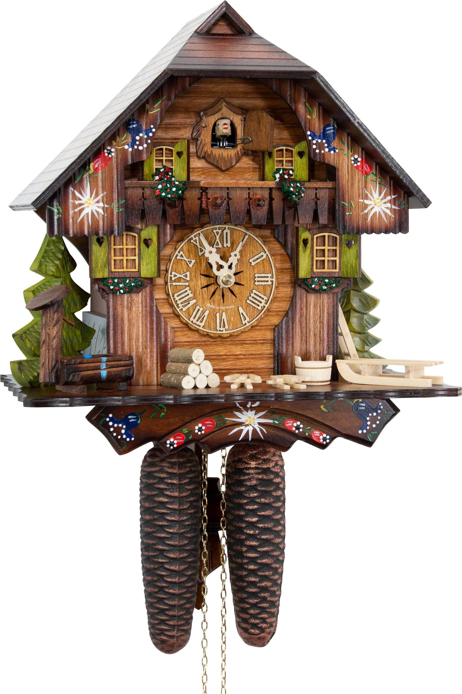 Cuckoo Clock 8-day-movement Chalet-Style 30cm by Hekas
