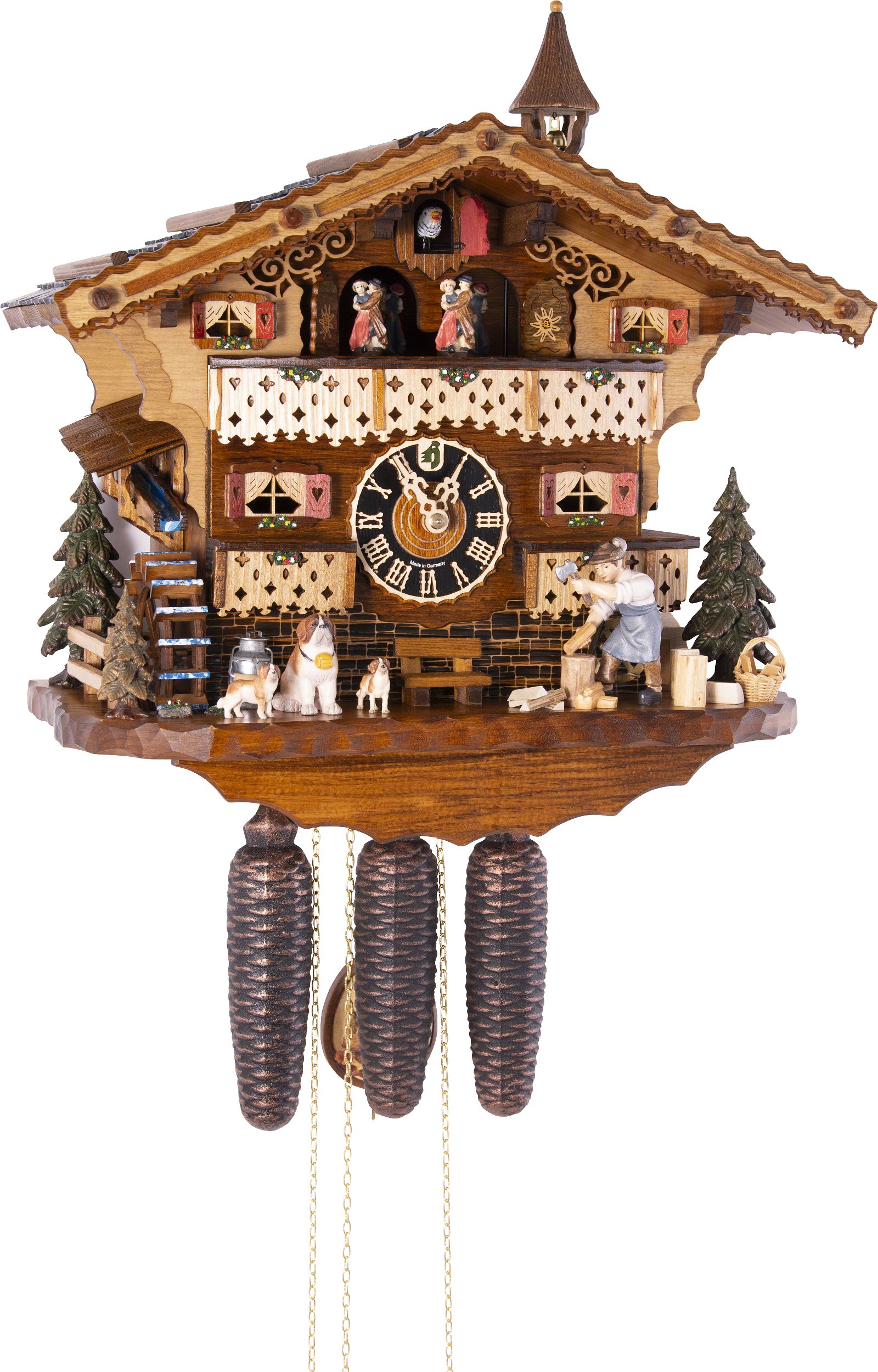 Cuckoo Clock 8-day-movement Chalet-Style 34cm by Hönes