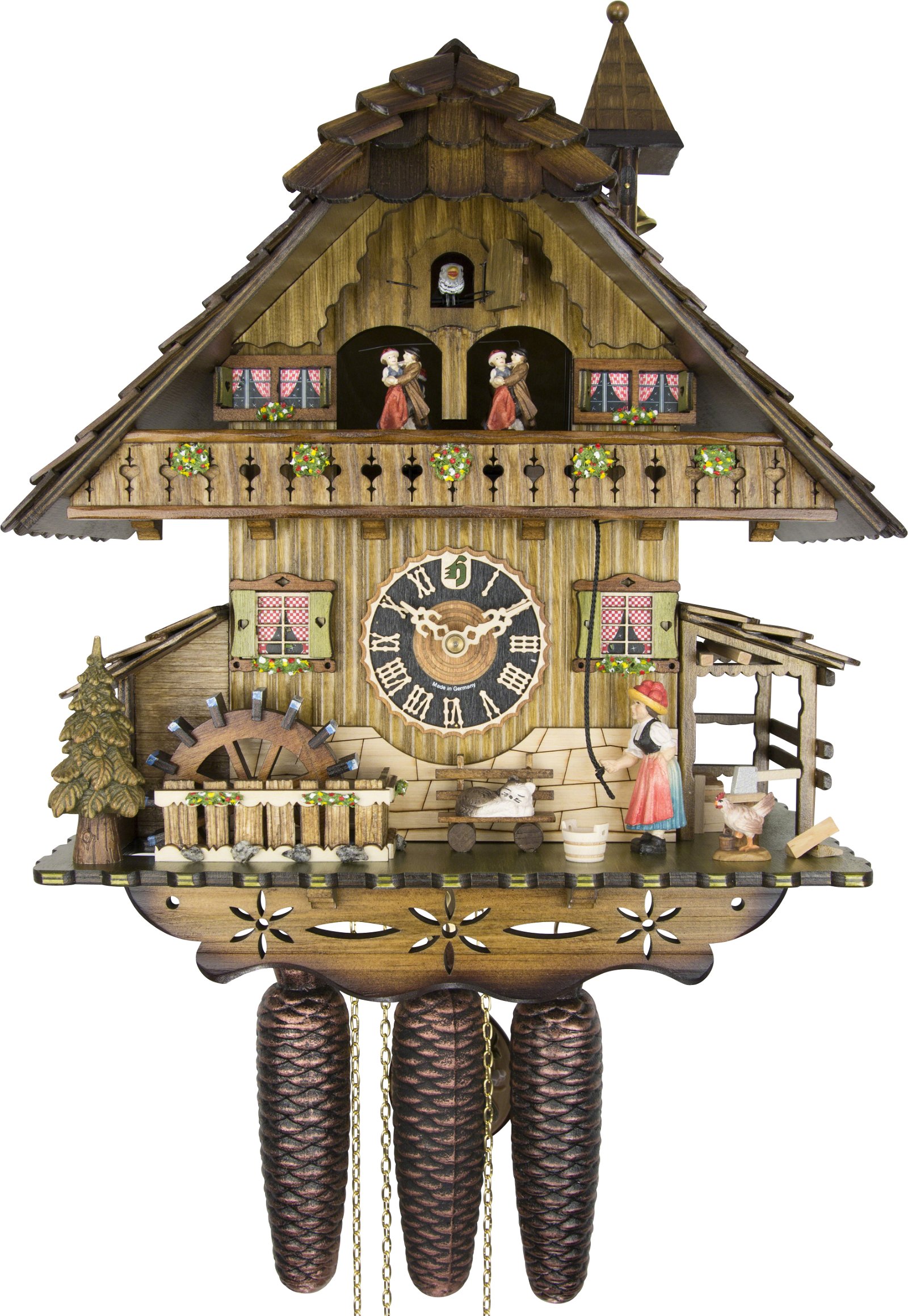 Cuckoo Clock 8-day-movement Chalet-Style 42cm by Hönes
