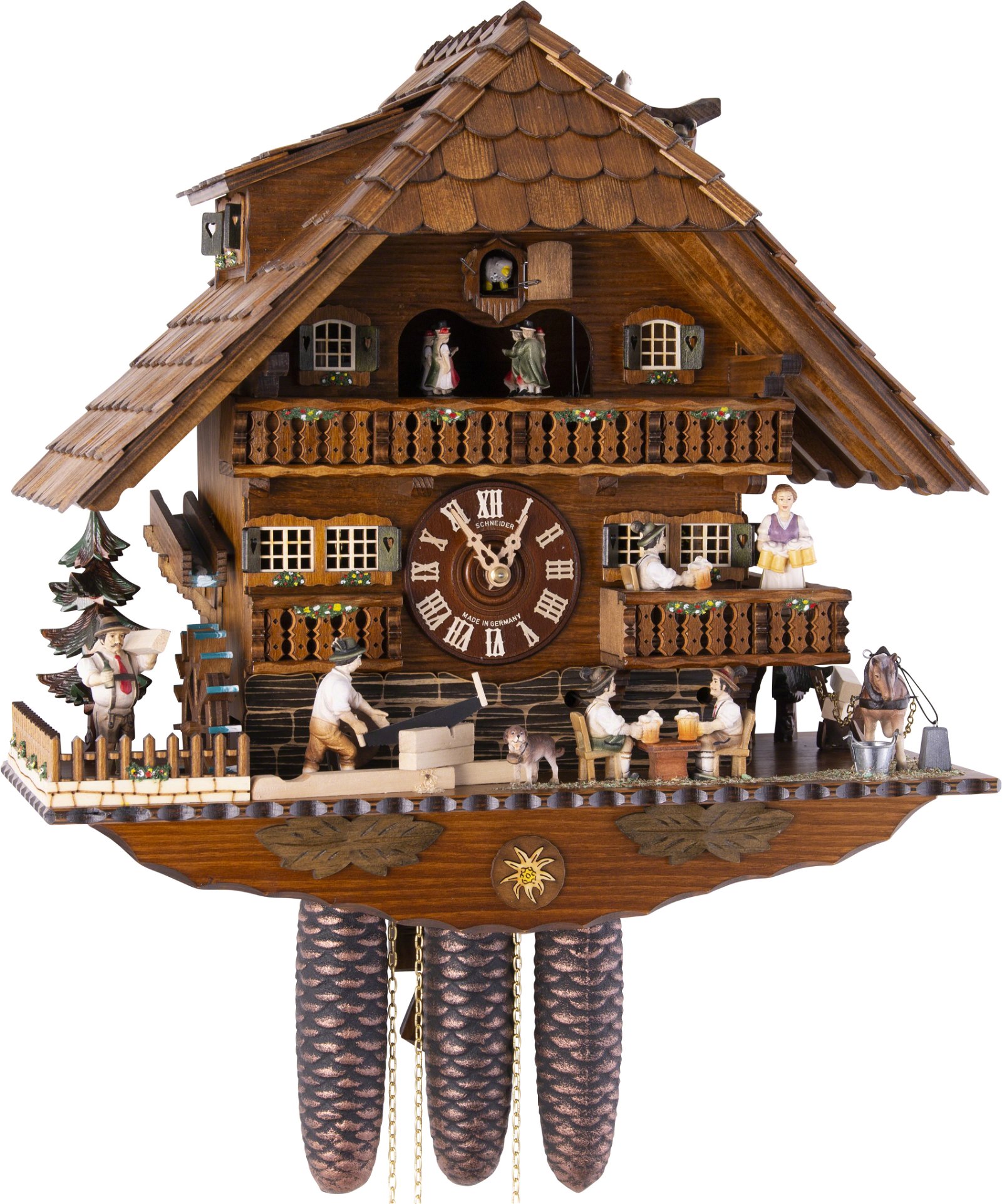 Cuckoo Clock 8-day-movement Chalet-Style 43cm by Anton Schneider