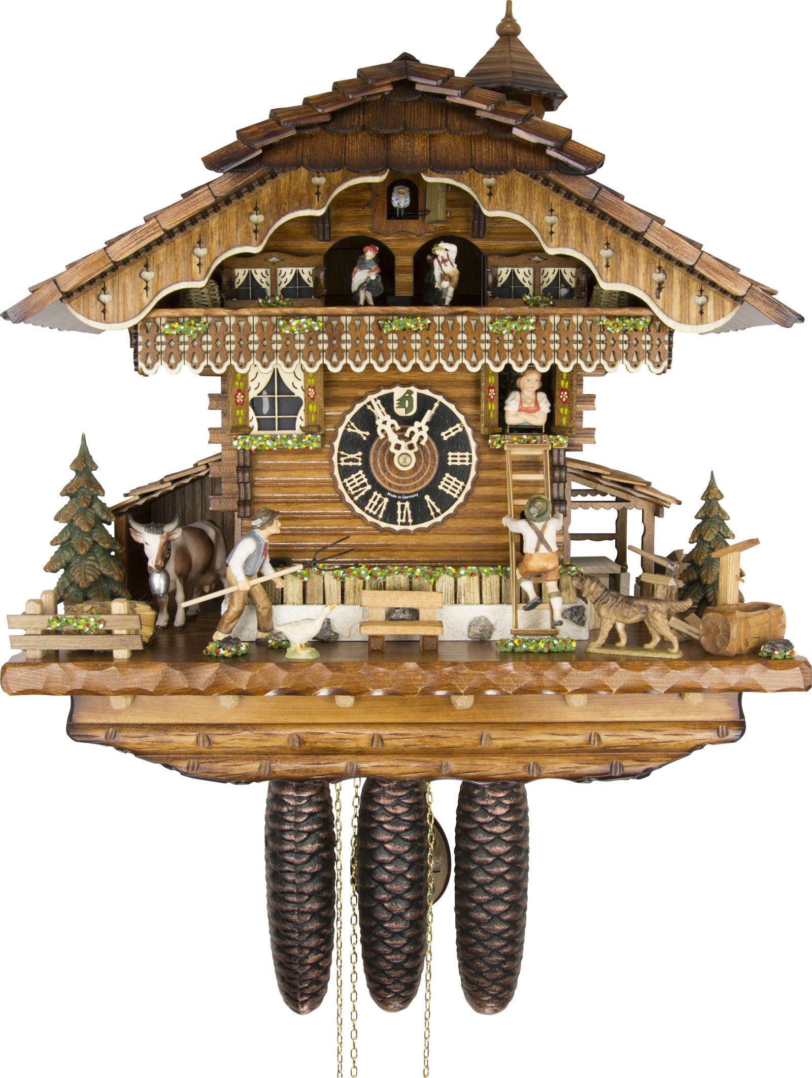Cuckoo Clock 8-day-movement Chalet-Style 44cm by Hönes