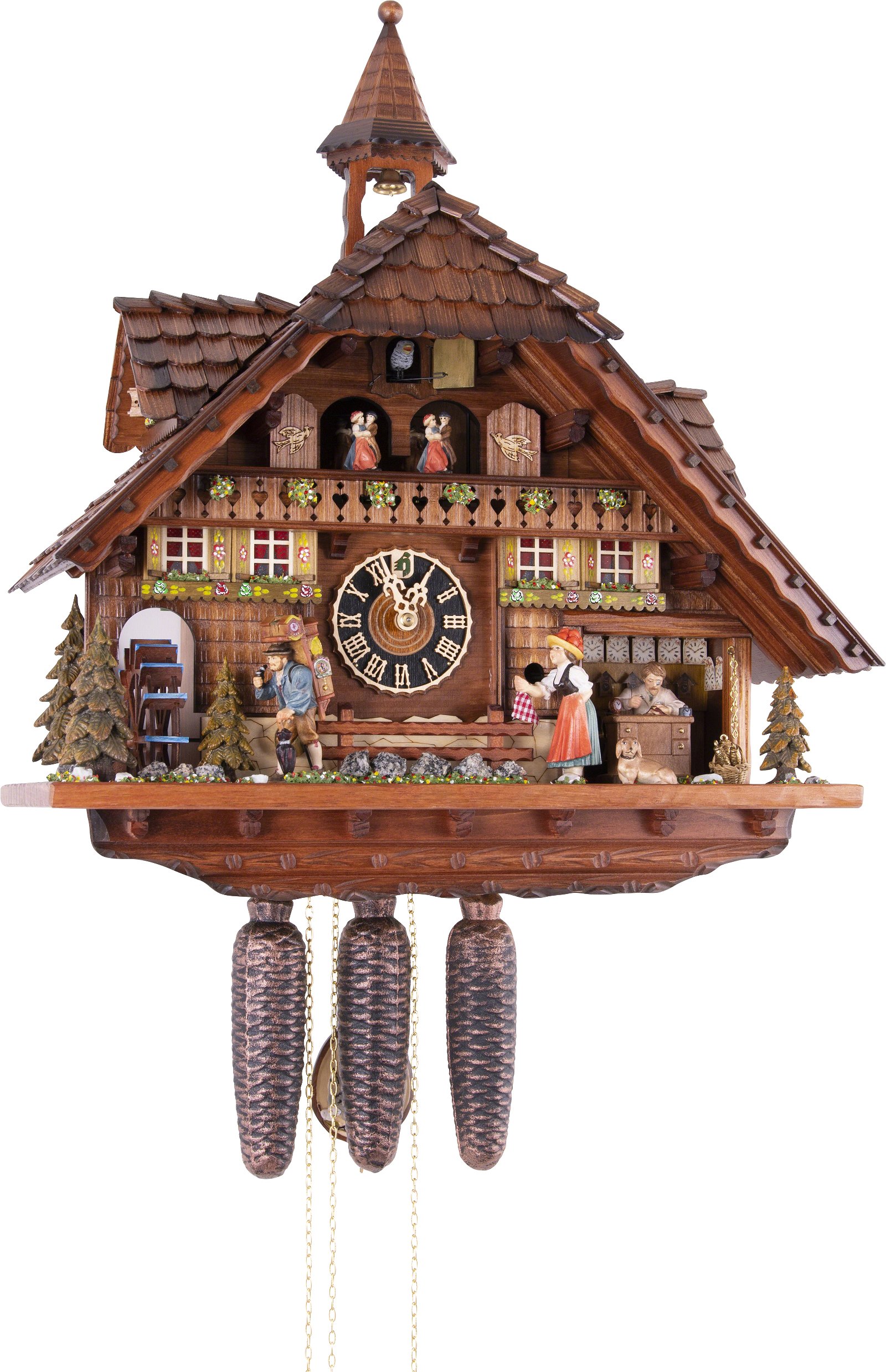 Cuckoo Clock 8-day-movement Chalet-Style 55cm by Hönes