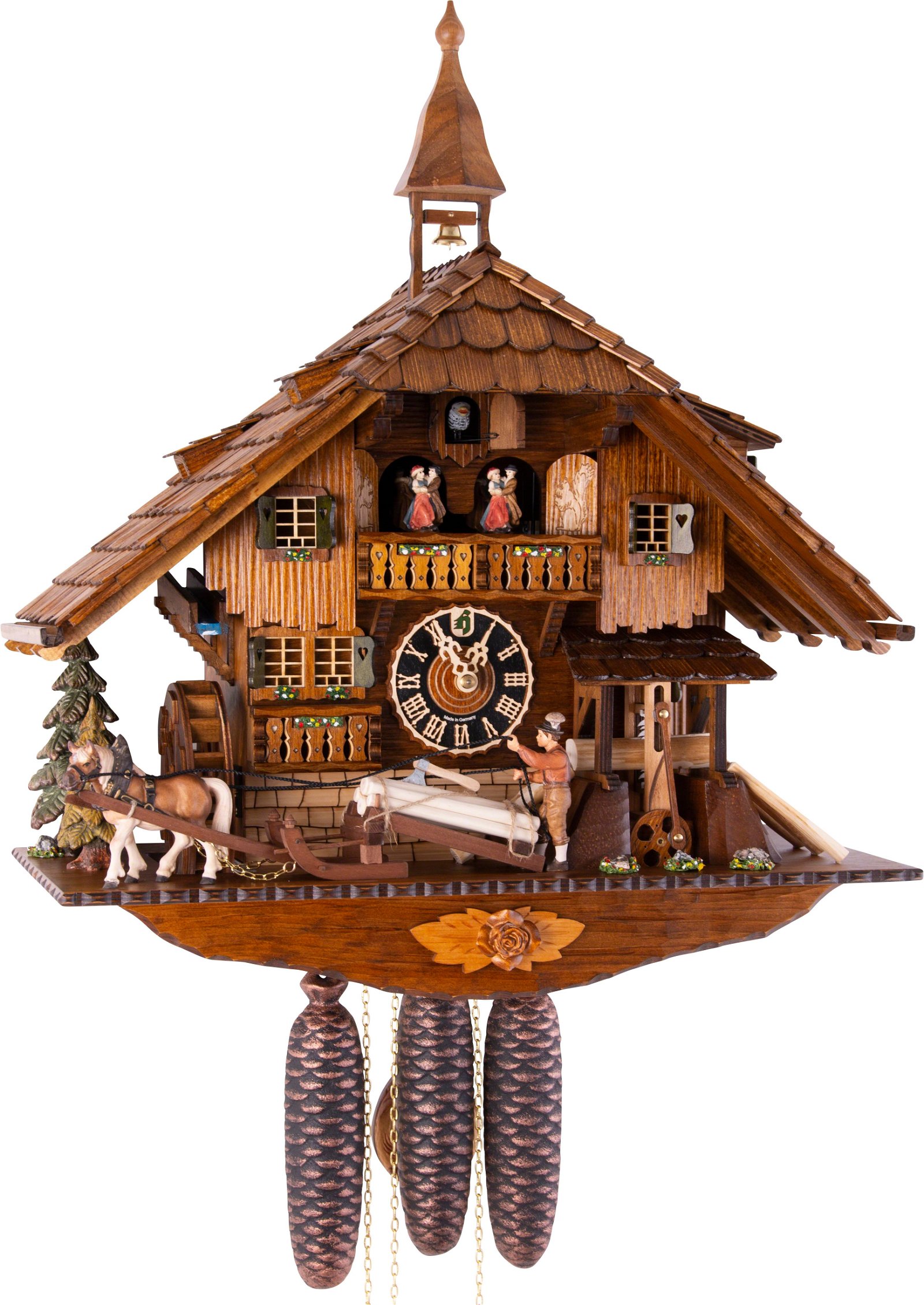 Cuckoo Clock 8-day-movement Chalet-Style 60cm by Hönes
