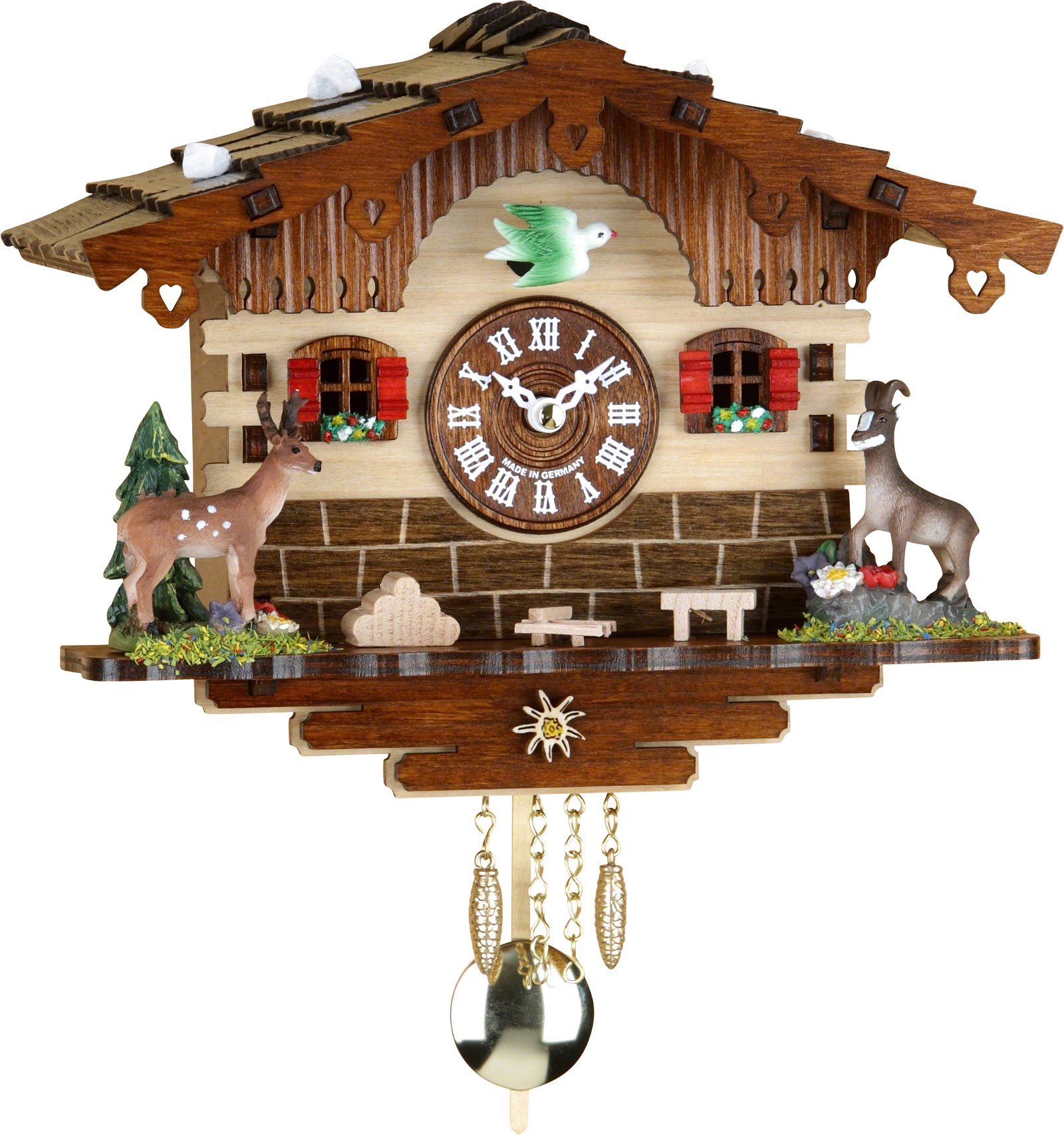 Cuckoo Clock Kuckulino Quartz-movement Black Forest Pendulum Clock-Style 16cm by Trenkle Uhren